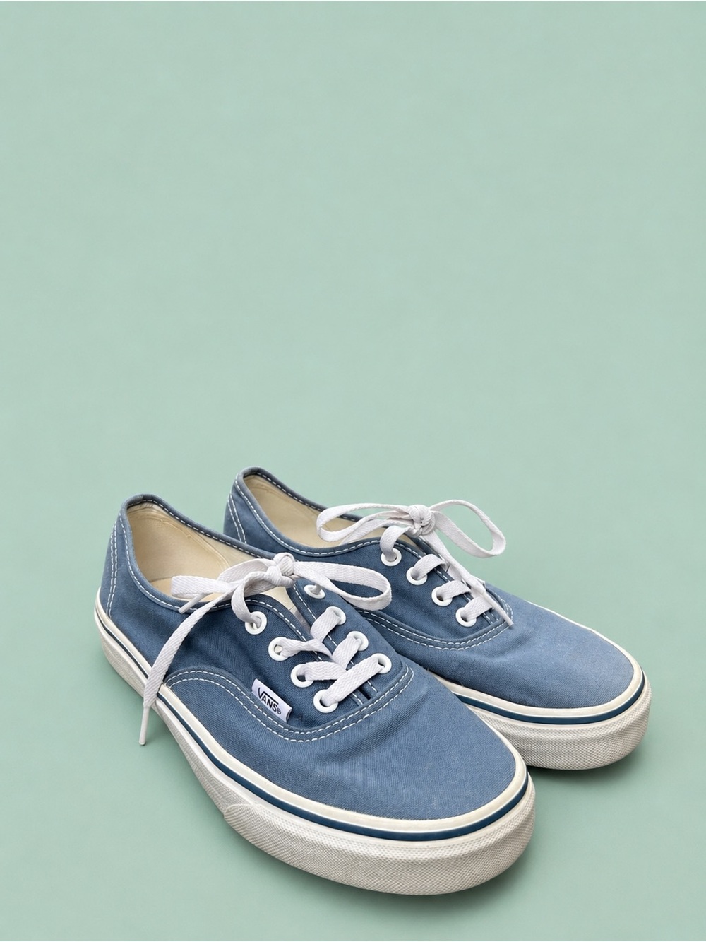 Vans Low-Top Canvas Sneakers in Light Blue with White Accents
